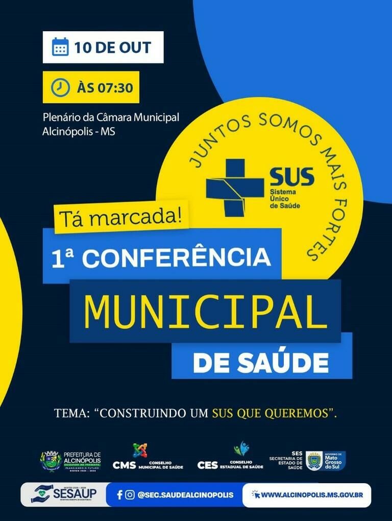 Imagem de compartilhamento para o artigo Prefeitura de Alcinópolis realiza 1ª Conferência de Saúde focada na construção do SUS que Queremos nesta sexta-feira da MS Todo dia
